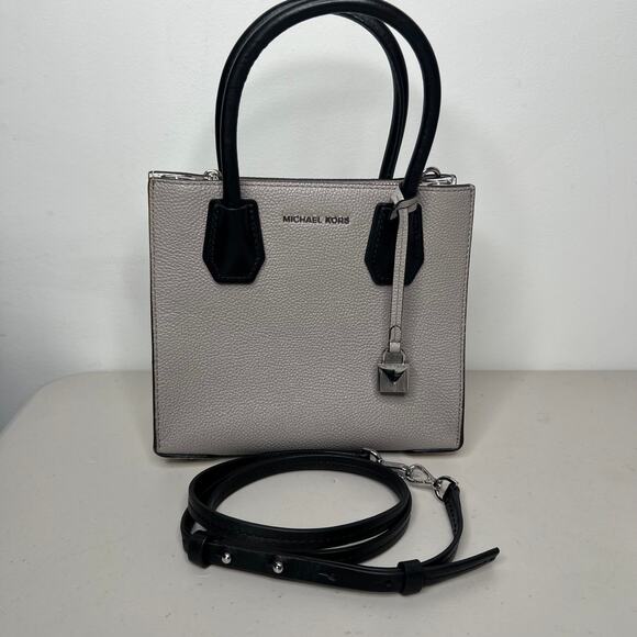 Michael Kors Mercer Color Block Pebbled Leather Crossbody Satchel Bag - Picture 9 of 10